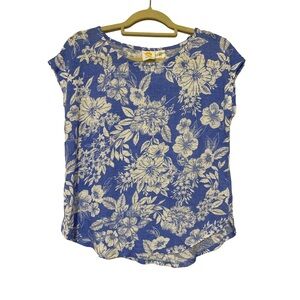 C&C California 100% Linen Floral Summer Blouse - Size M